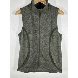 Under Armour Vest Womens Medium Green Gray Full Zip Sleeveless Athletic Running